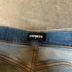 Express Skinny Jeans High Rise Frayed Hem‎ Blue Denim Pants Womens 4R 25x28.5"